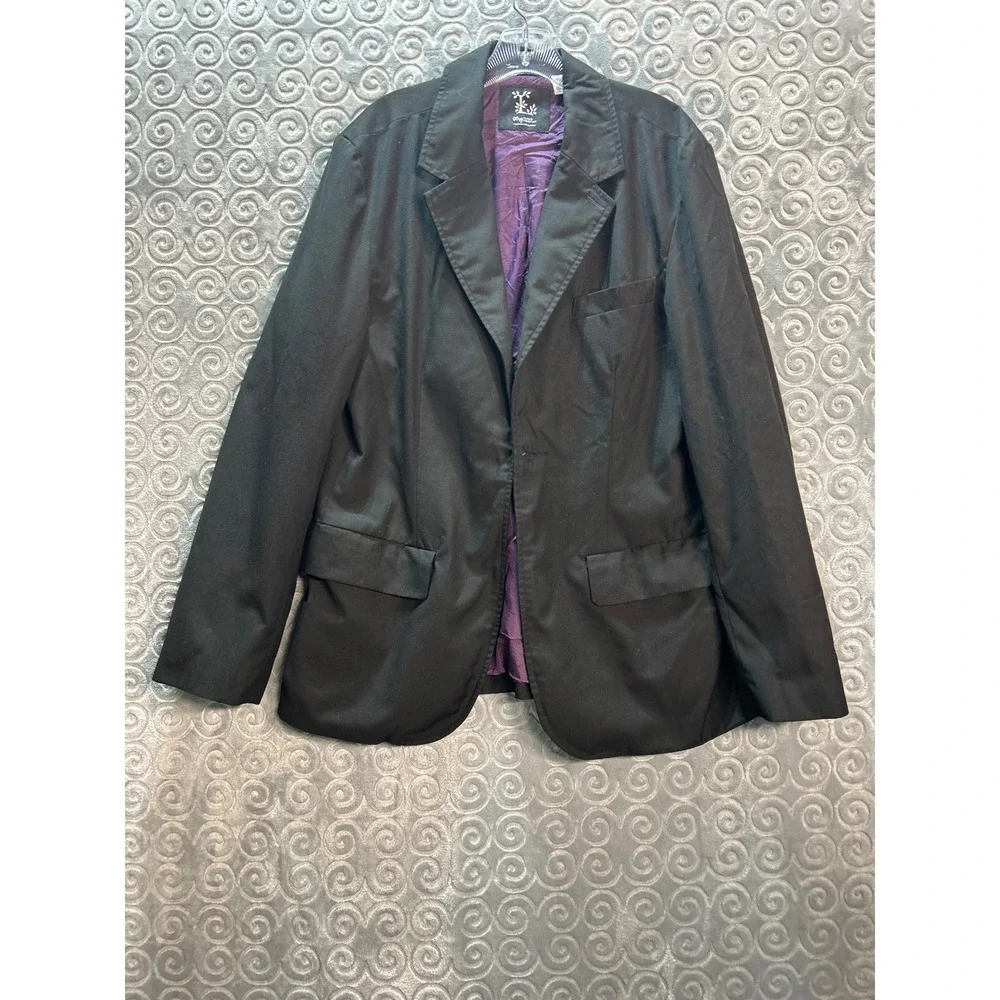 LRG Roots Equipment Blazer Jacket Mens Size L Black Purple Lined Casual‎